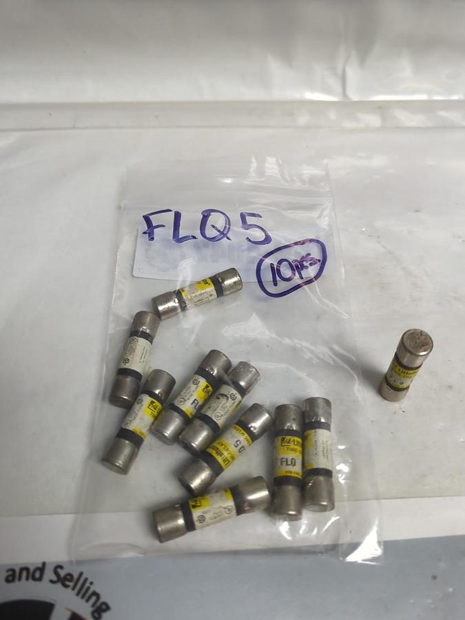 Used LITTELFUSE,FLQ-5,TIME-DELAY 5 AMP FUSE LOT OF 10 PRE-OWNED