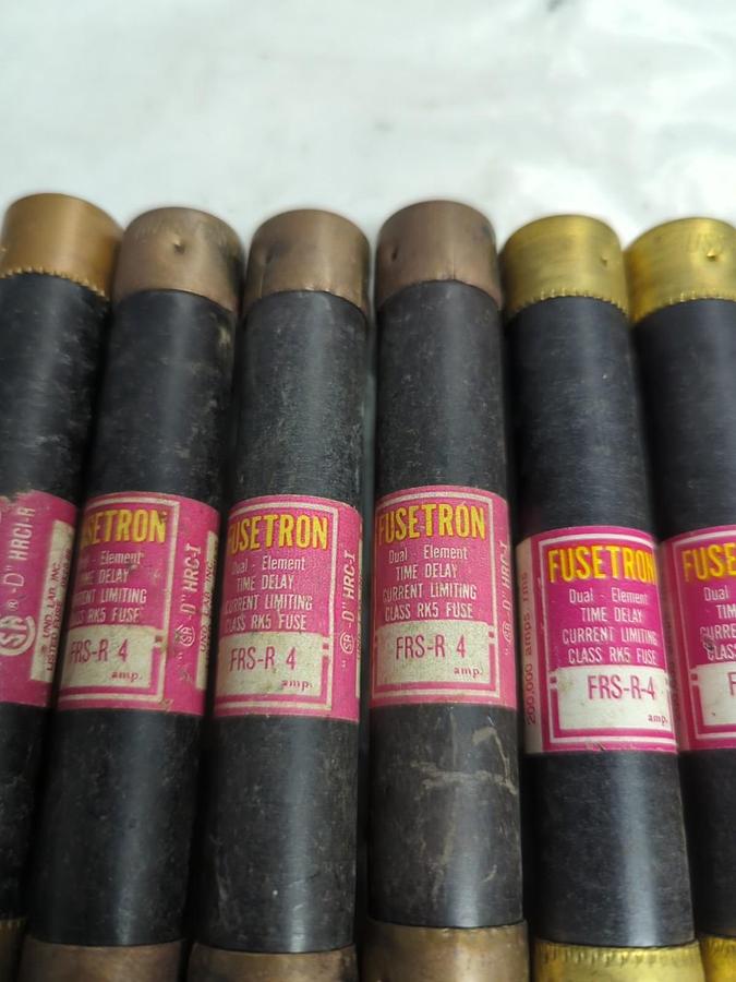 Used COOPER BUSSMANN,FRS-R-4,FUSETRON 4 AMP FUSE LOT OF 6 PRE-OWNED