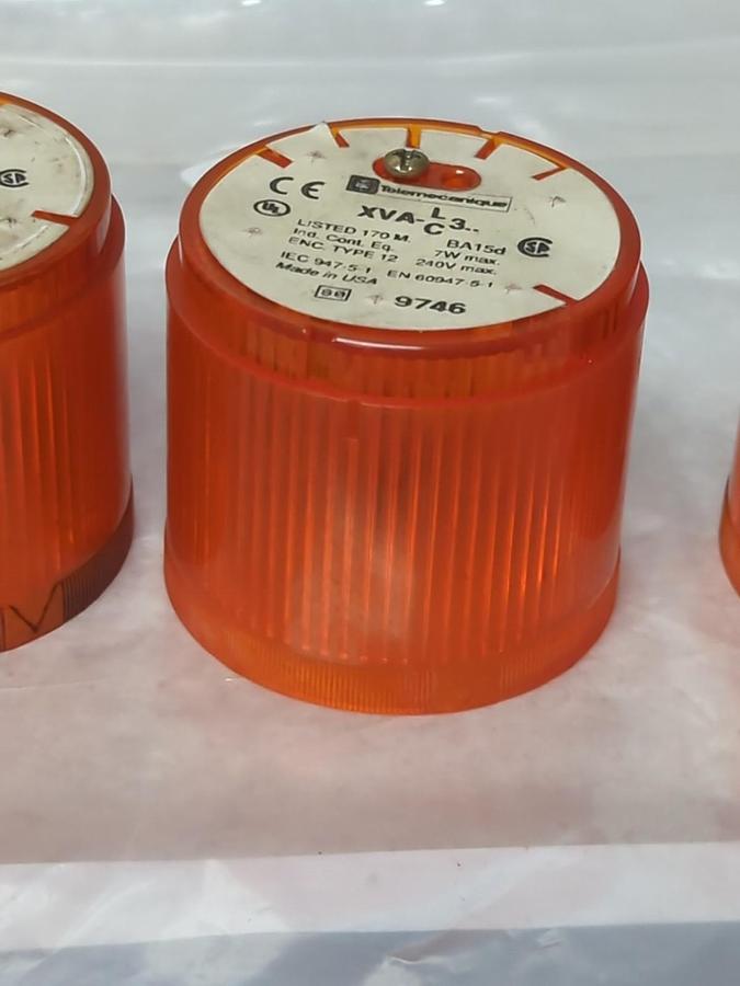 Used TELEMECANIQUE,XVA-LC3,ORANGE STACK LIGHT 7W 240V NO LAMP LOT OF 4 PRE-OWNED