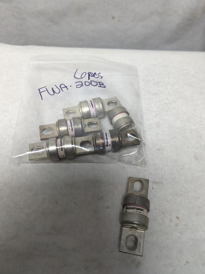 Used BUSSMANN,FWA-200B,BOLT ON FUSE 200 AMP LOT OF 6 PRE-OWNED