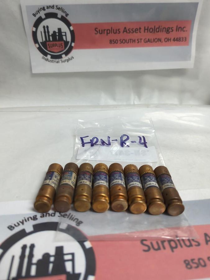 Used COOPER BUSSMANN,FRN-R-4,FUSETRON 4 AMP FUSE LOT OF 8 PRE-OWNED