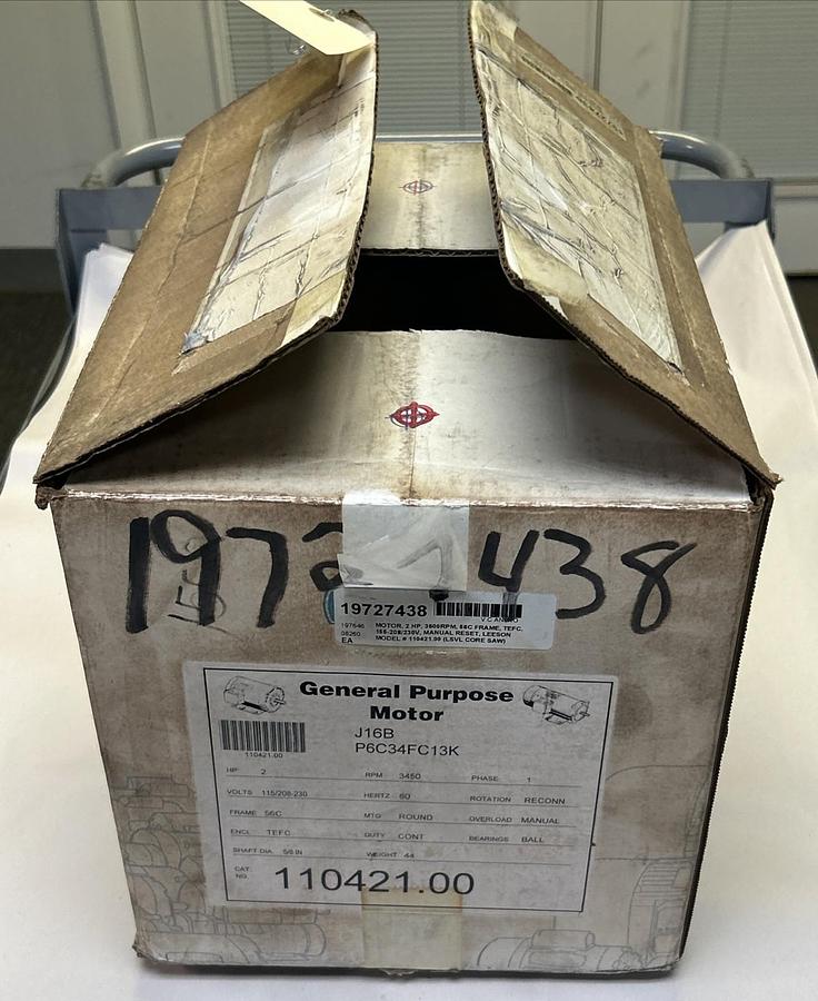 LEESON,P6C34FC13K,MOTOR 2HP 3450RPM 115/208-230V 56C FRAME NEW