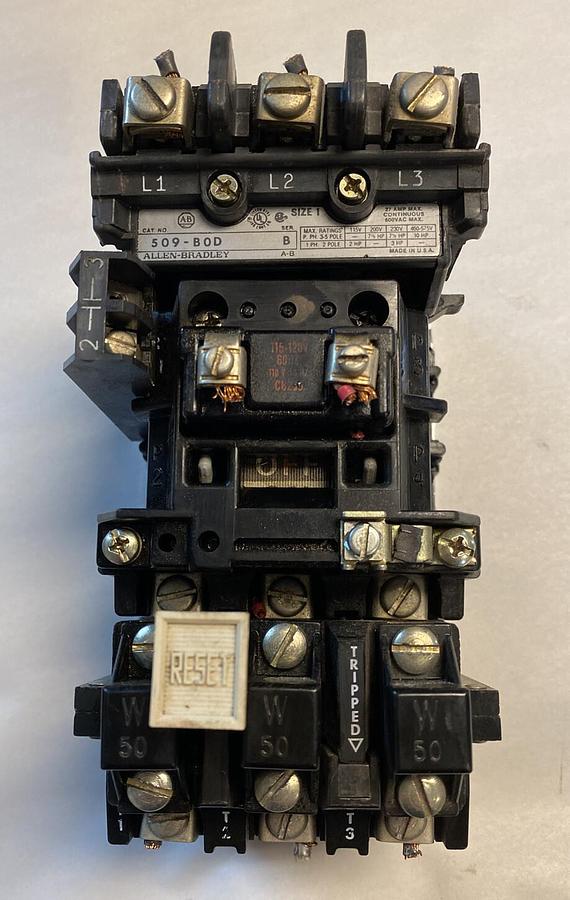 Used Allen-Bradley,509-BOD,Series B Size 1 Motor Starter 27AMP 600V 3 Pole