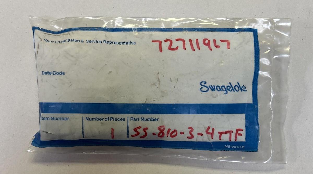 Used SWAGELOK,SS-810-3-4TTF,STAINLESS STEEL TUBE FITTING NOS