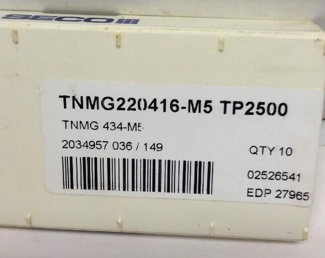 Used Seco,TNMG220416-M5 TP2500 EDP27965,INSERTS Manufacturer SEALED BOX of 10 Inserts