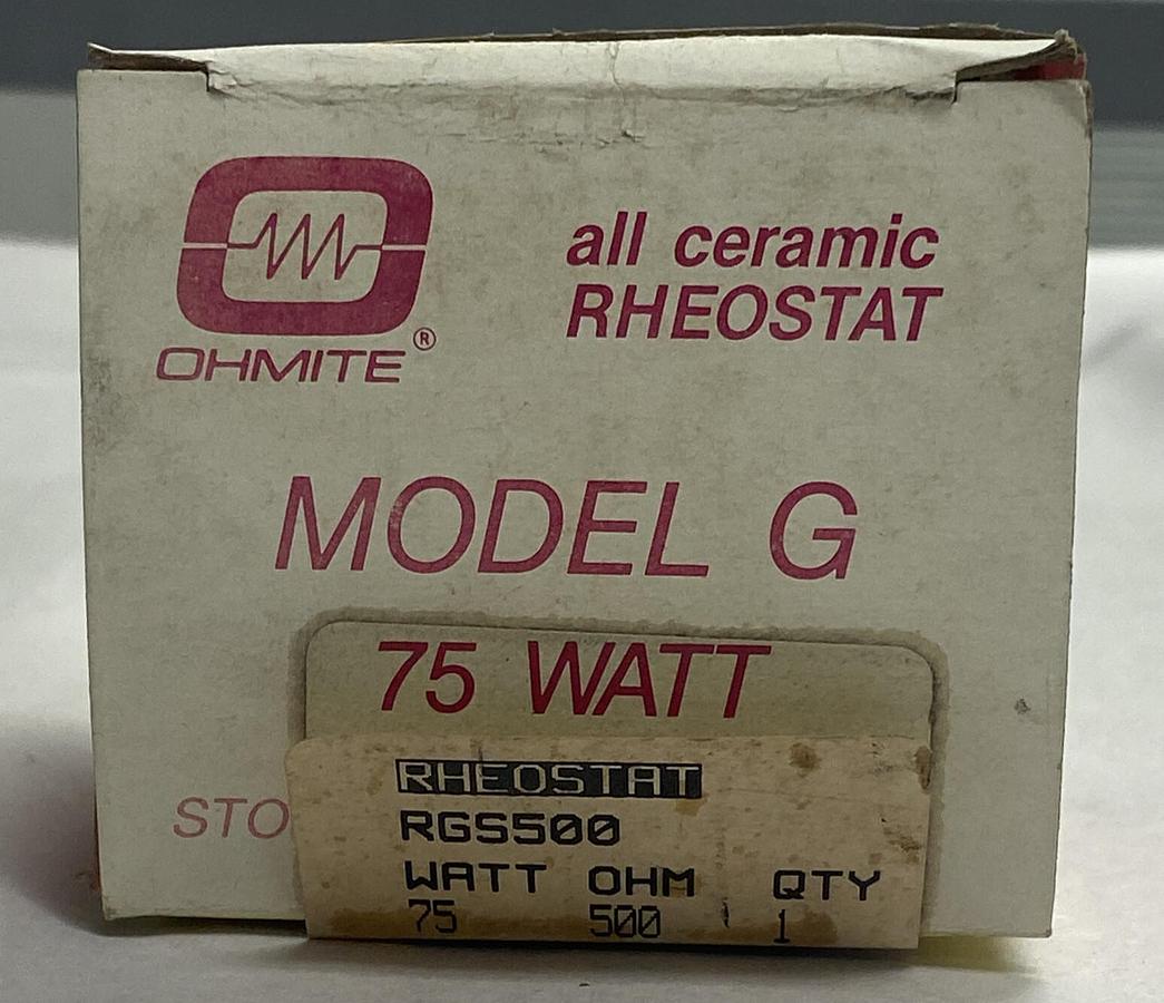 Ohmite,RGS500,Rheostat Potentiometer Wire wound 75W 500 Ohm NOS