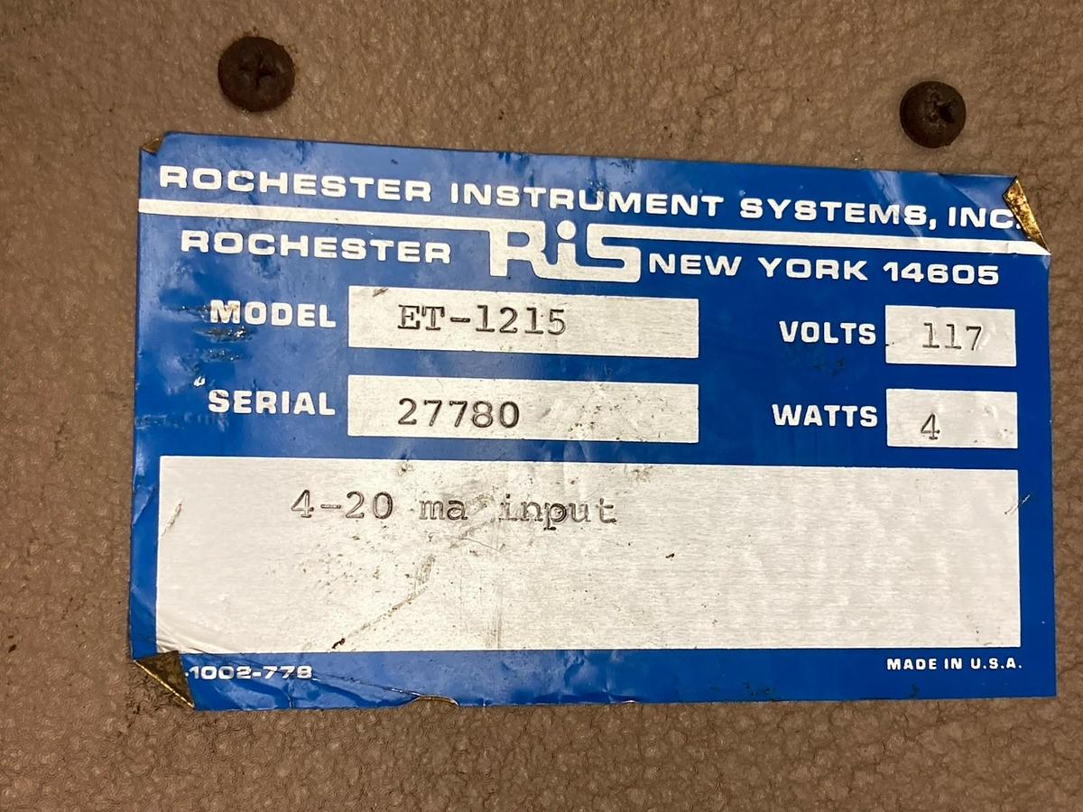 Used Ris,Model ET-1215,Voltage Alarm 117V 4 Watts 4-20ma