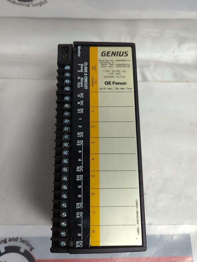 Used GE FANUC,IC660BBS102,GENIUS ISOLATED IN/OUT MODULE 115V 50/60HZ 125VDC