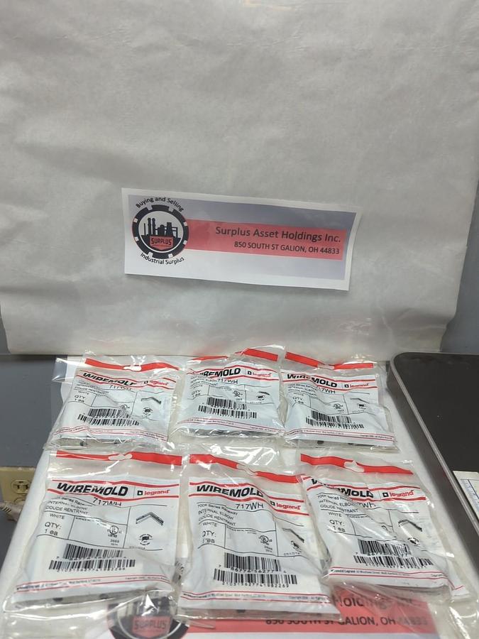 WIREMOLD/LEGRAND,717WH,INTERNAL ELBOW COUDE RENTRANT WHITE LOT OF 6 NEW