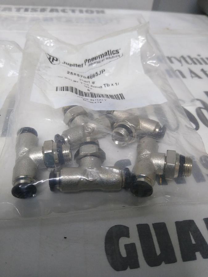 Used JUPITER PNEUMATICS,2555704665JP,4MM TUBEX1/8IN SWIVEL MALE BRANCH TEE LOT OF 10