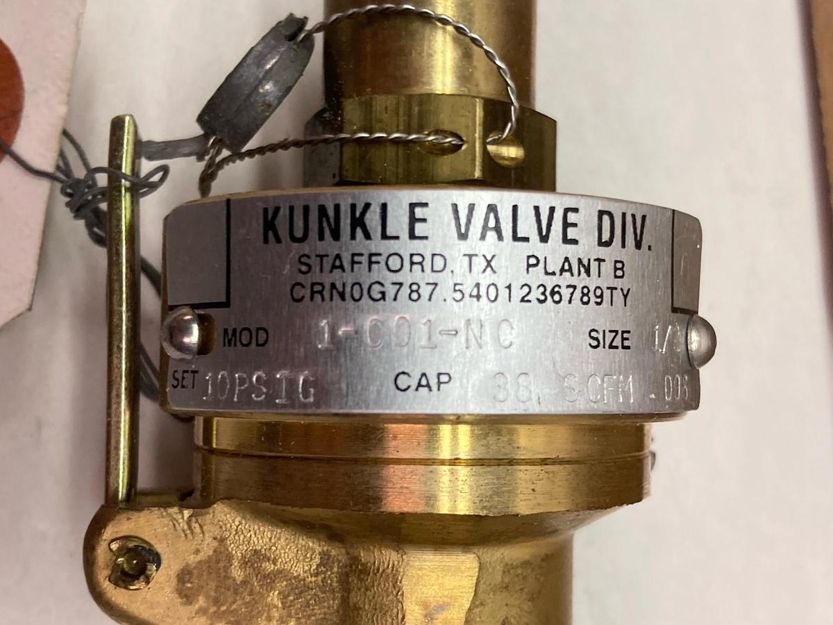 Used Kunkle Valve,1-C01-DC,Relief Valve Size 1/2