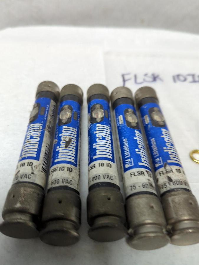 Used LITTELFUSE,FLSR10ID,INDICATOR 10 AMP FUSE LOT OF 5 PRE-OWNED