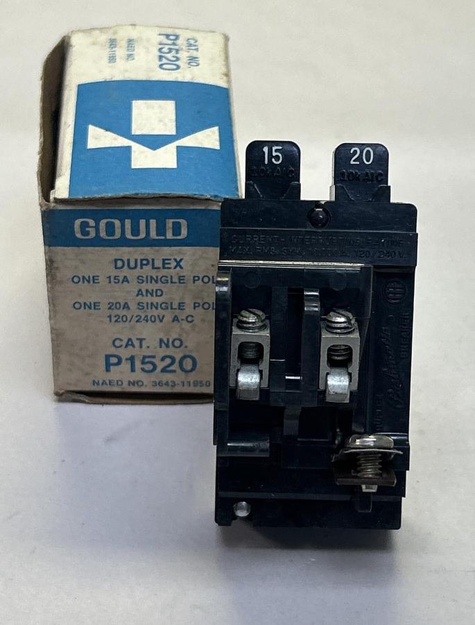 ITE GOULD,P1520,PUSHMATIC TANDEM CIRCUIT BREAKER 15/20A 120/240V 1P NOS