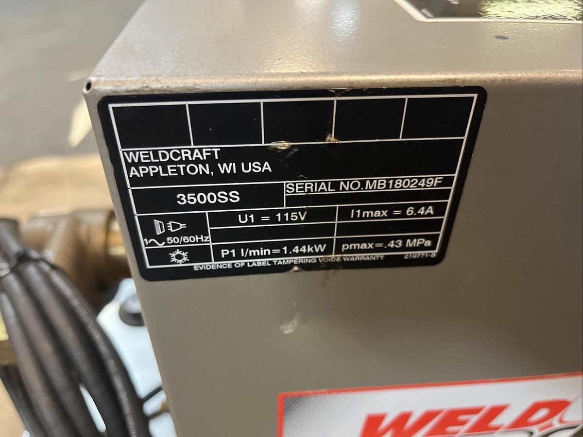 Used WELDCRAFT,3500SS,WELDING COOLER 115V 1PH 3GAL