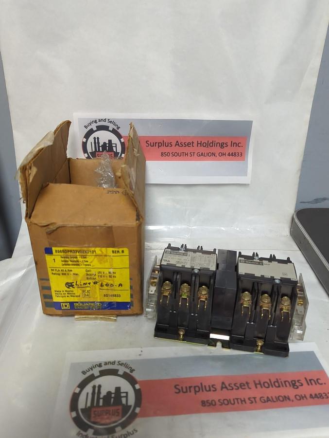 SQUARE D,8965DPR33V02X0101,SERIES B REVERSING HOIST CONTACTOR 30 AMP NOS