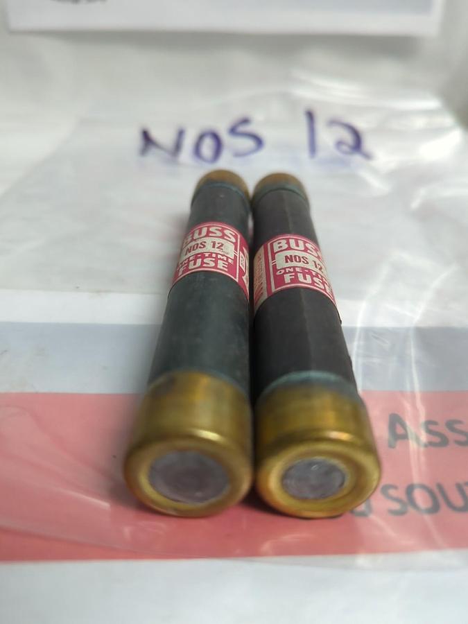 Used COOPER BUSSMANN,NOS 12,ONE-TIME 12 AMP FUSE LOT OF 2 PRE-OWNED