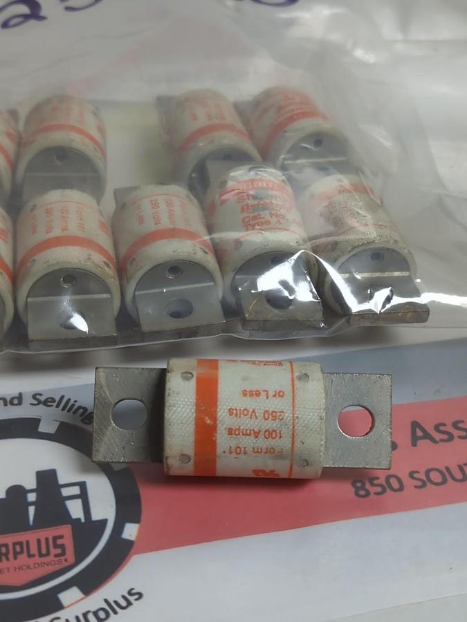 Used GOULD SHAWMUT,A25X100,TYPE 4 FUSE100 AMP LOT OF 10 PRE-OWNED