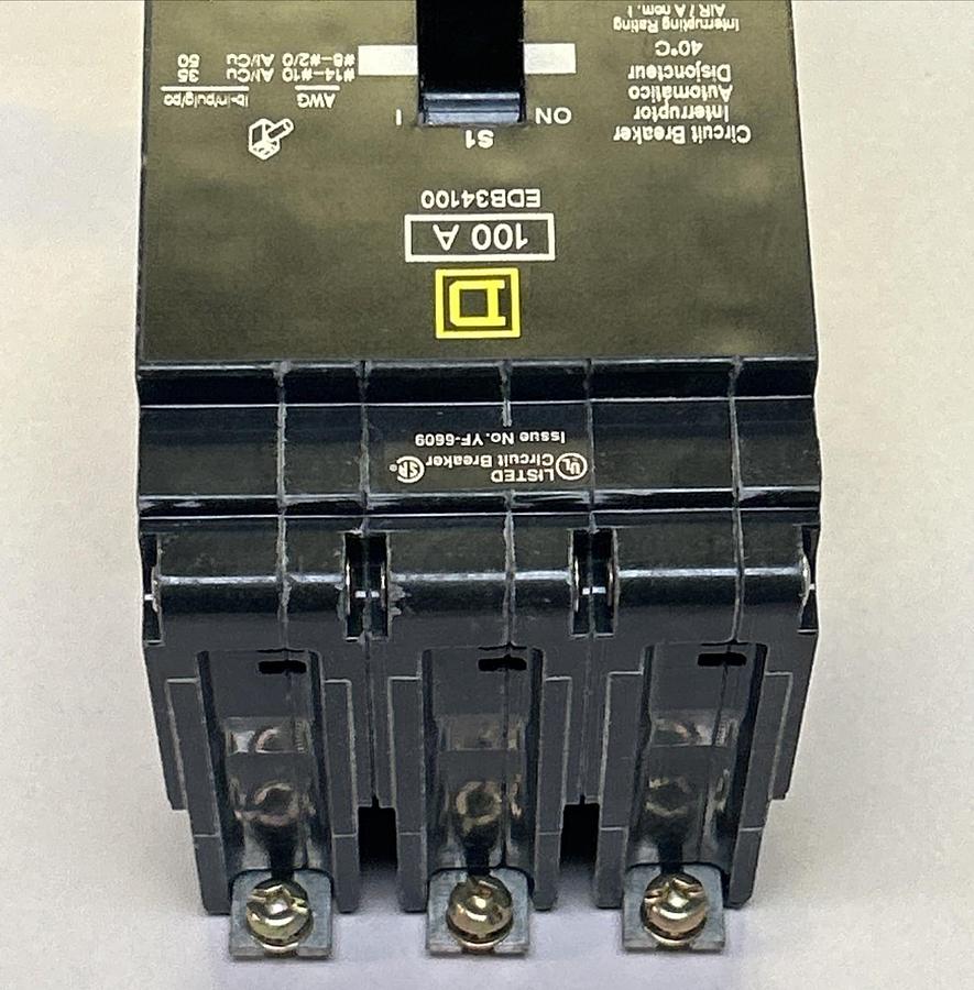 SQUARE D,EDB34100,CIRCUIT BREAKER 100A 480Y / 277V 3P NOS