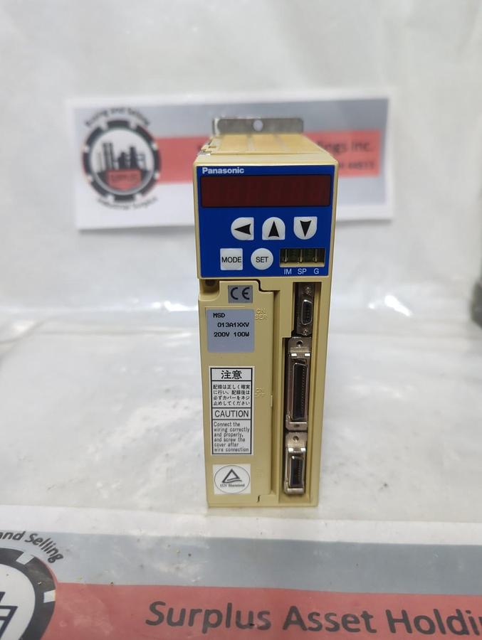 Used PANASONIC,MSD 013A1XXV,AC SERVO DRIVER 200V 100W PRE-OWNED