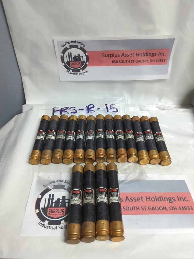 Used COOPER BUSSMANN,FRS-R-15,FUSETRON 15 AMP FUSE LOT OF 17 PRE-OWNED