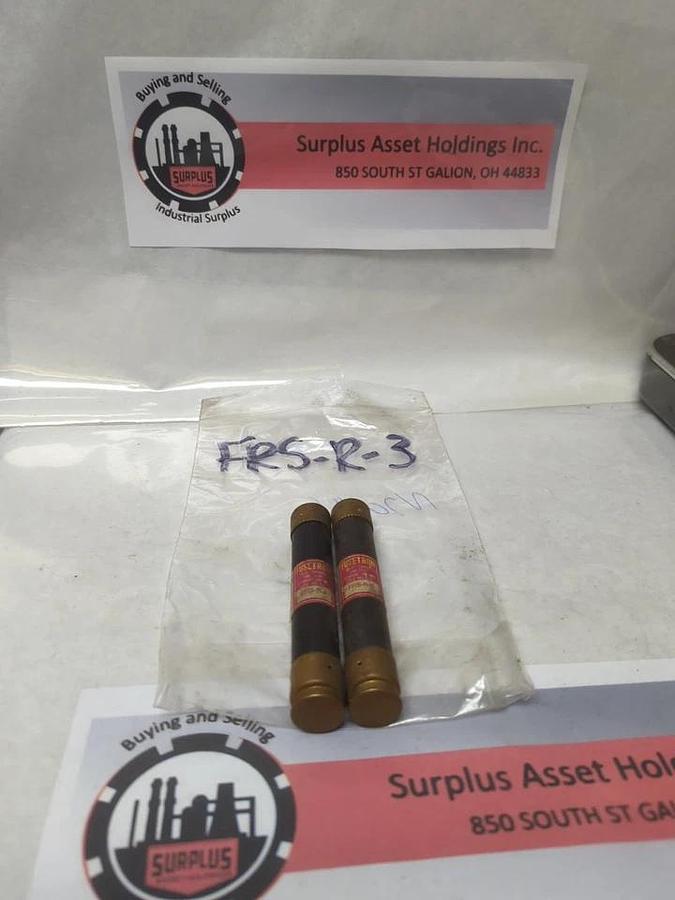 Used COOPER BUSSMAN,FRS-R-3,FUSETRON 3 AMP FUSE LOT OF 2 PRE-OWNED
