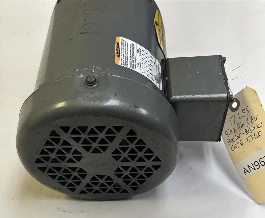 Used BALDOR,M3460,MOTOR 1/2HP 3450RPM 230/460V 3PH 48 FRAME