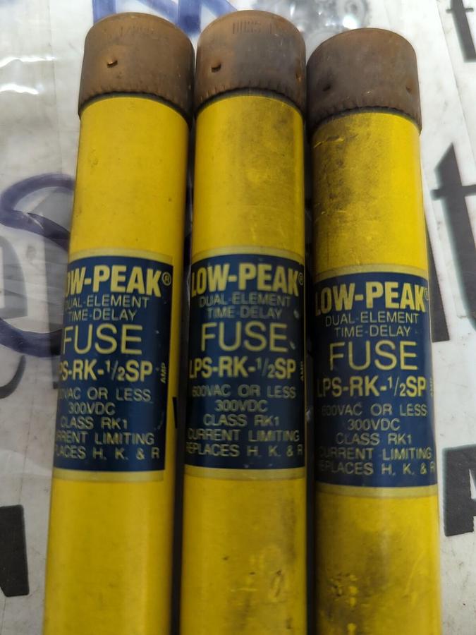 COOPER BUSSMANN,LPS-RK- 1/2SP,LOW-PEAK FUSES LOT OF 3 NOS