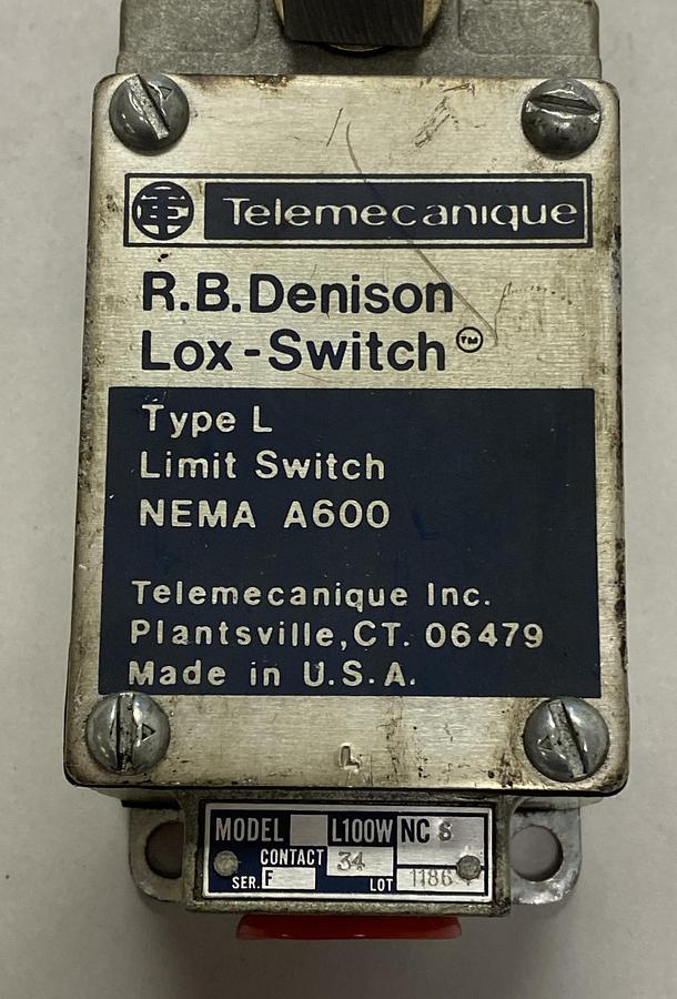 Used TELEMECANIQUE,L100W,LIMIT SWITCH LOX-SWITCH
