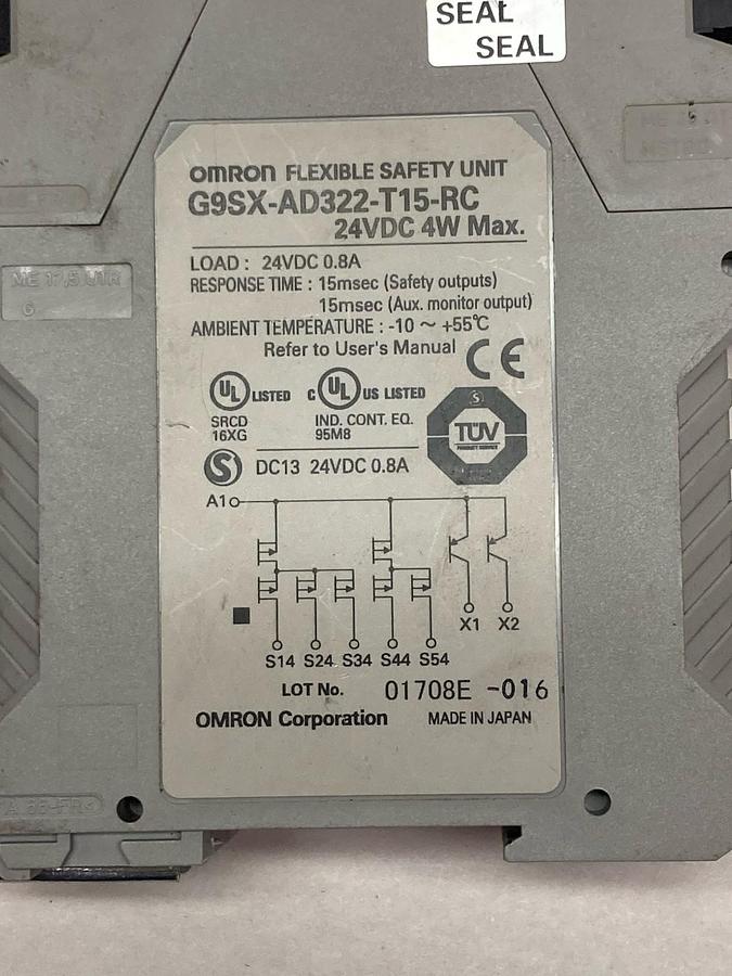 Used Omron,G9SX-AD322-T15-RC,Safety Relay 24VDC 4W Max 0.8A