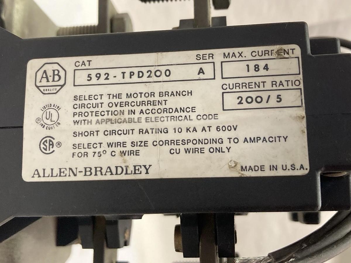 Allen Bradley,592-TPD200,Ser A Overload Relay Current Ratio 200/5