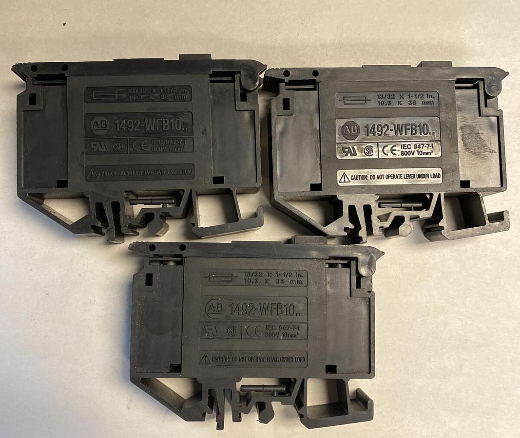 Used Allen-Bradley,1492-WFB10,Fuse Terminal Block LOT OF 3