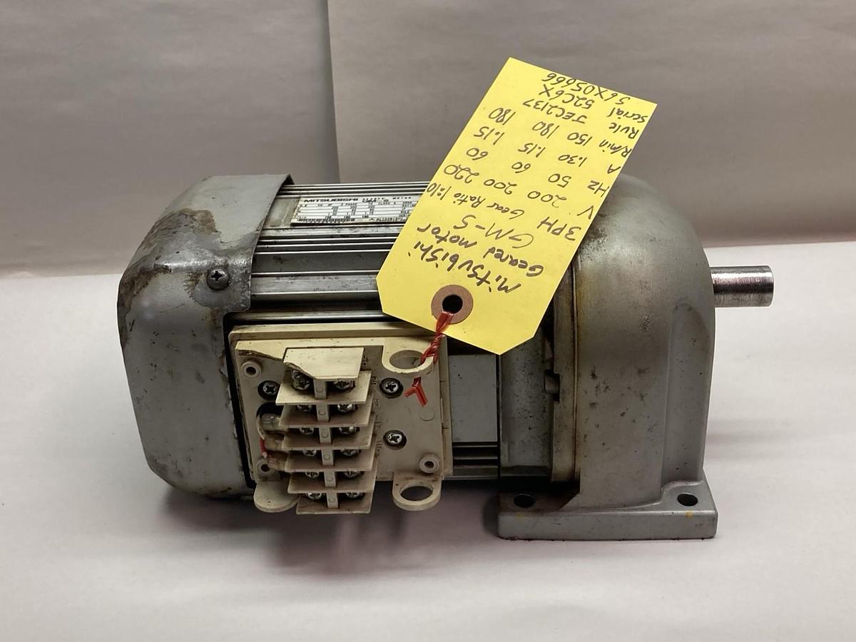 Used Mitsubishi,GM-S,3-Phase Geared Motor Class E 0.2KW 4P Ratio 1:10