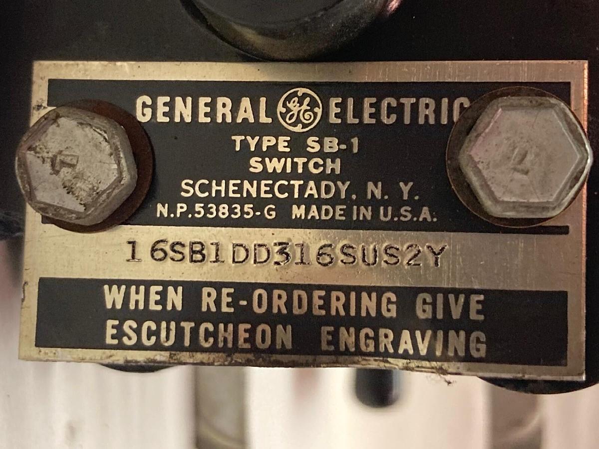 Used General Electric,16SB1DD316SUS2Y,Rotary Cam Switch