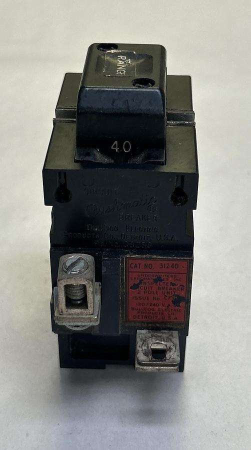 Used BULLDOG ELECTRIC,31240,PUSHMATIC CIRCUIT BREAKER 40A 120/240V 2P