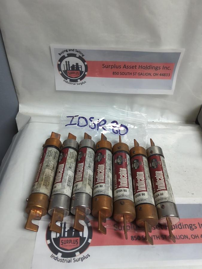 Used LITTELFUSE,IDSR80,INDICATOR FUSE 80 AMP LOT OF 7 PRE-OWNED