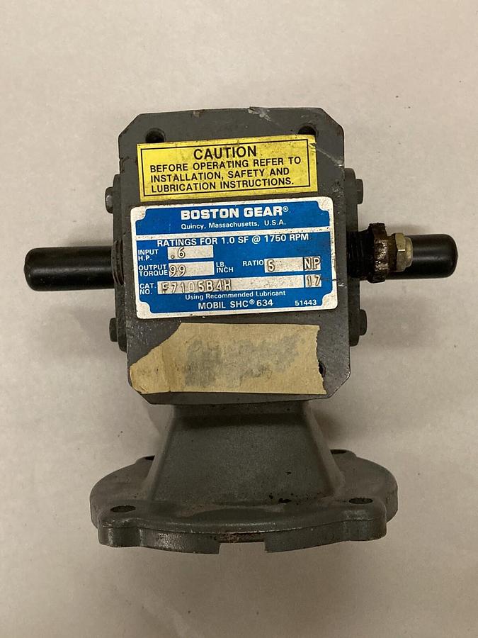 Used Boston,F7105B4H,Gear Speed Reducer Ratio 5 0.6HP