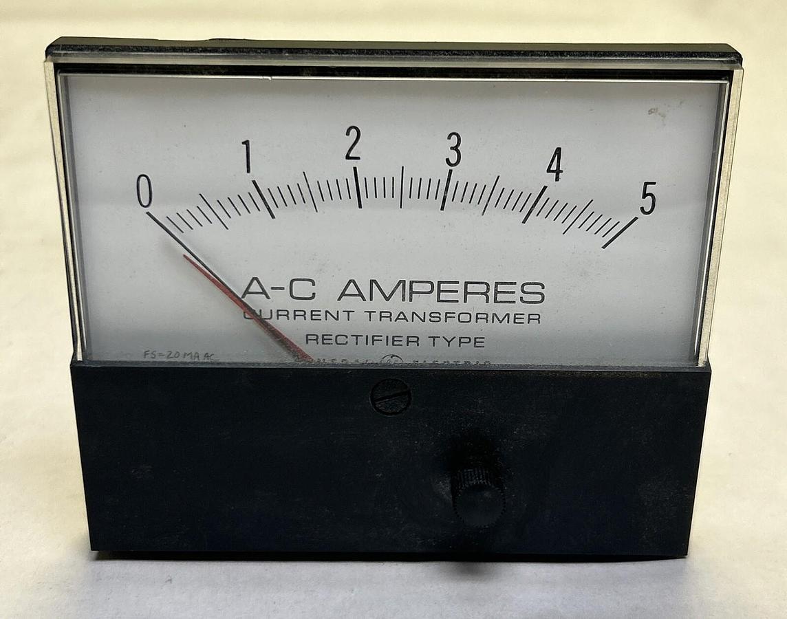 Used GENERAL ELECTRIC,50-198410FAZZ1,PANEL METER 0-5 A-C AMPERES