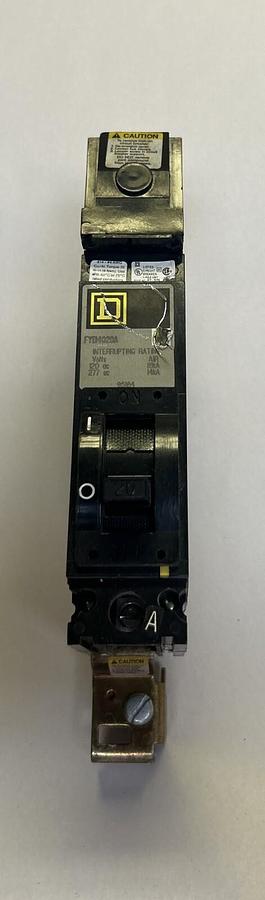 Used SQUARE D,FYB4020A,I-LINE CIRCUIT BREAKER 20A 277V 1P