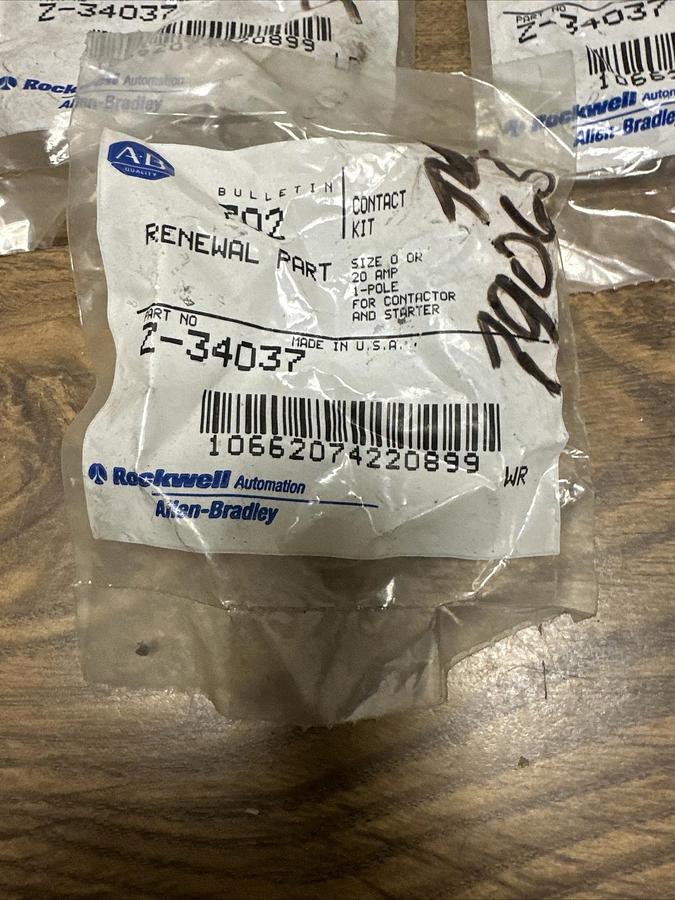 Used Allen Bradley,Z-34037,Size 0 Single Pole Contact Kit LOT of 3