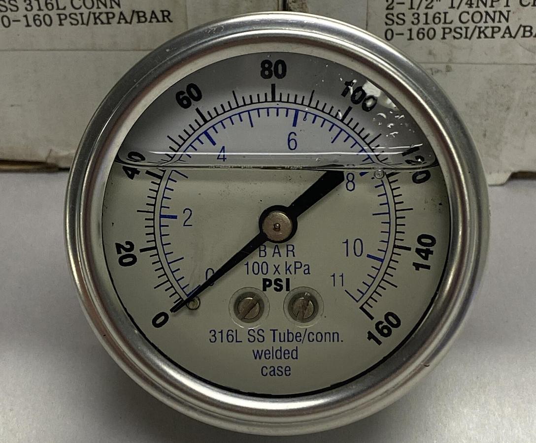 PIC GAUGES,302LFW-254F,PRESSURE GAUGE 0-160PSI LOT OF 2 NEW