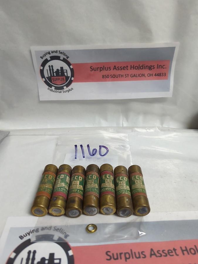 Used ECO,1160,ONE-TIME 60 AMP FUSE LOT OF 7 PRE-OWNED