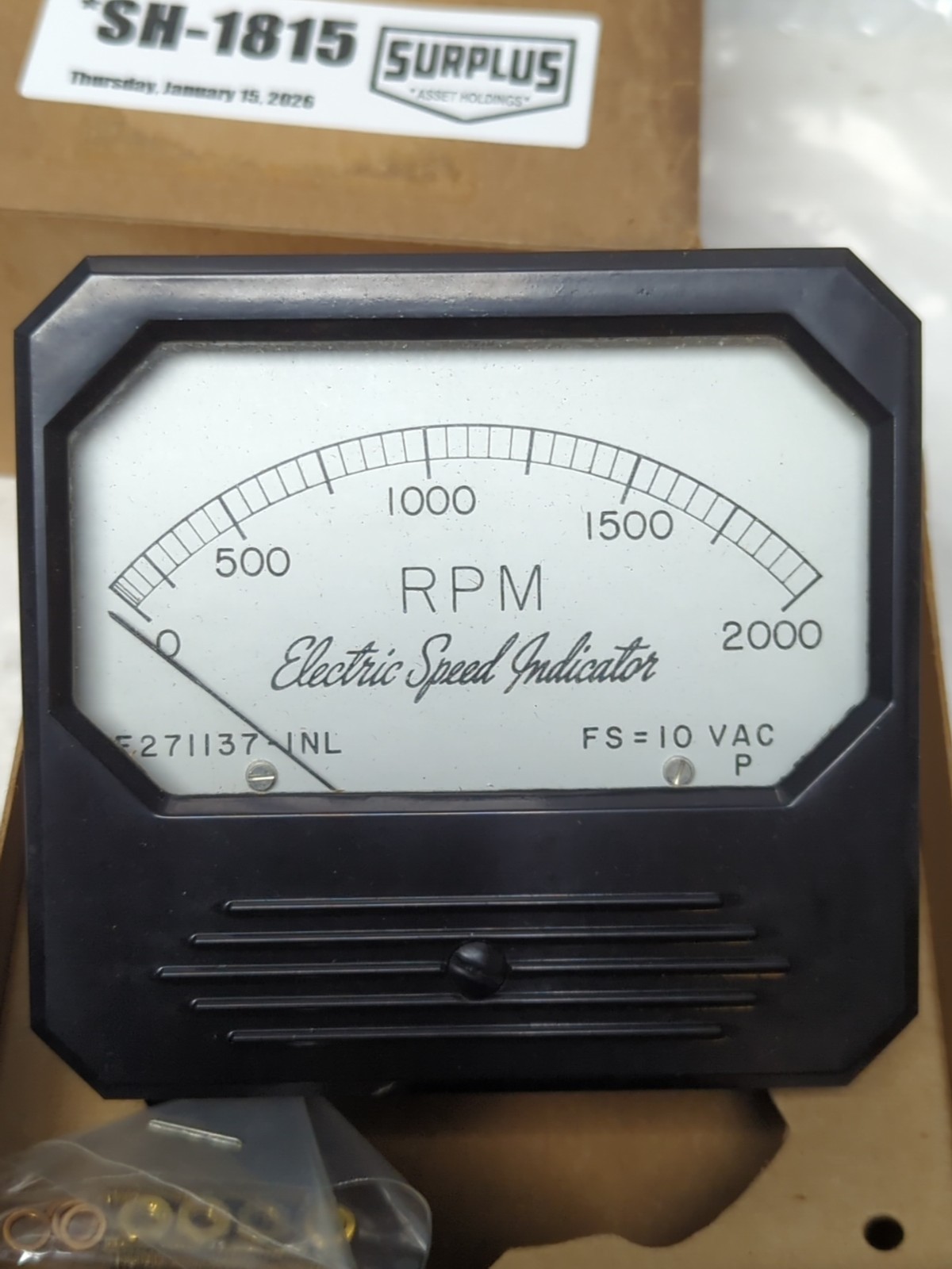 TRIPLETT,F271137-INL,ELECTRIC SPEED INDICATOR 0-2000 RPM FS-10VAC NOS