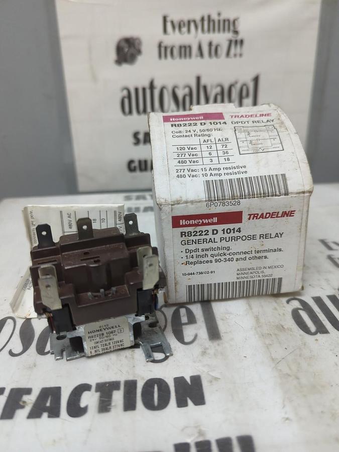 HONEYWELL,R8222 D 1014 DPDT,RELAY 24V 50/60HZ NOS