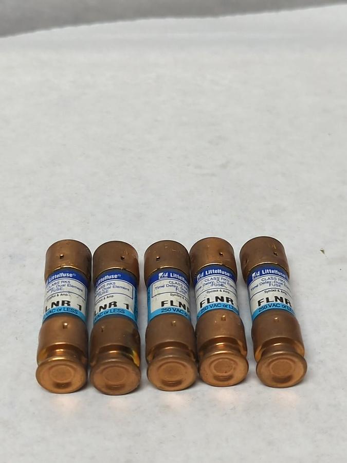 Used LITTELFUSE,FLNR 1,TIME-DELAY 1 AMP FUSES LOT OF 5 PRE-OWNED