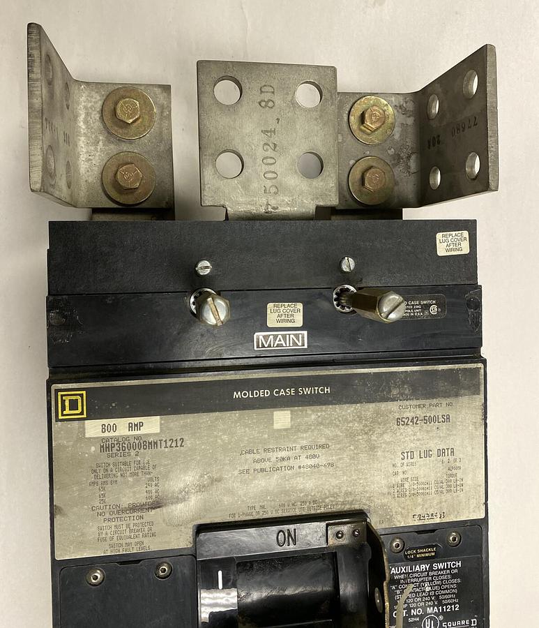 Used Square D,MHP360008MMT1212,Circuit Breaker 800AMP 600V