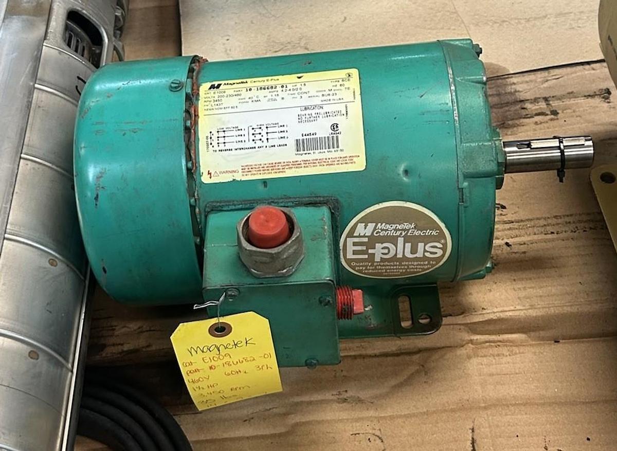 Used MAGNETEK,E1009,MOTOR 1.5HP 200-230/460V 3450 RPM 3PH L143T FRAME