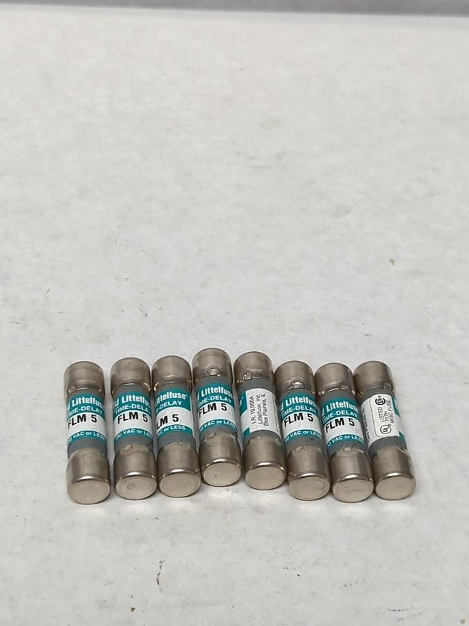 LITTELFUSE,FLM5,TIME-DELAY 5 AMP FUSE LOT OF 8 NOS