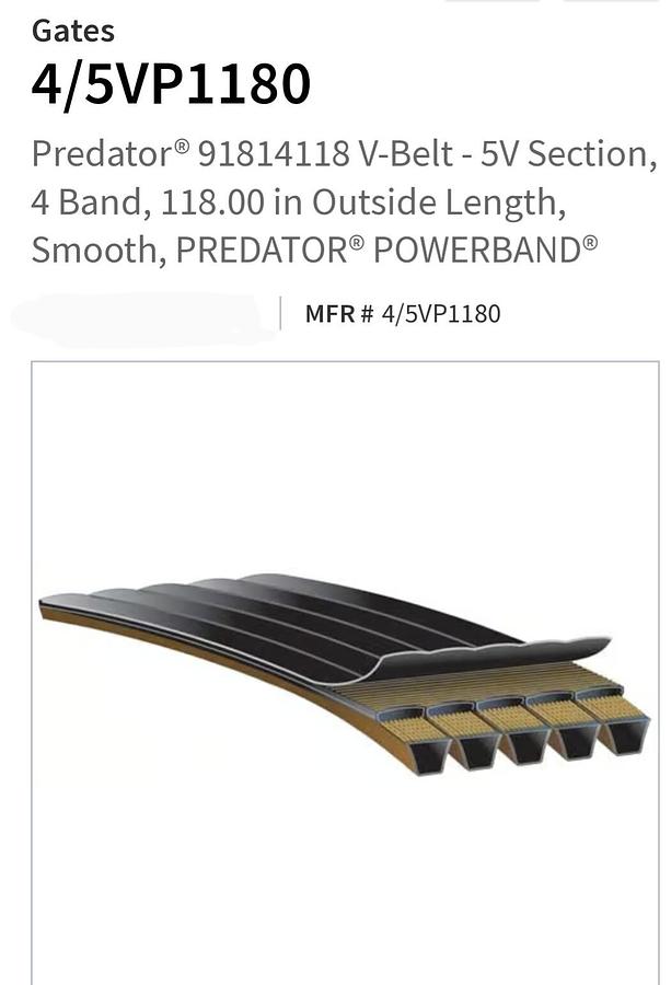 GATES,4/5VP1180,PREDATOR POWERBAND BELT 5 SECTION 4 BAND NOS