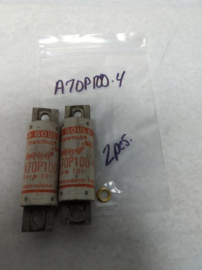 Used GOULD SHAWMUT,A70P100-4,AMP-TRAP 100 AMP FUSE LOT OF 2 PRE-OWNED