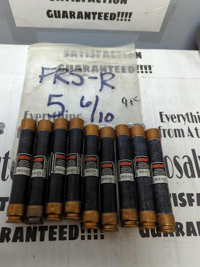 COOPER BUSSMANN,FRS-R-5 6/10,FUSETRON 5-6/10 AMP FUSES LOT OF 9 NOS
